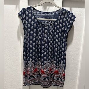 Elegant Navy and‎ Red Women's Blouse